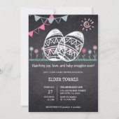 イースターエッグシャルボードスケッチベビーシャワー 招待状 (正面)