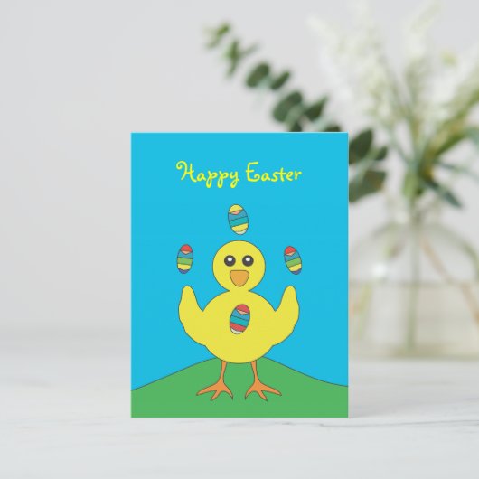 イースターエッグジャグリング雛はがき シーズンポストカード (スタンド正面)