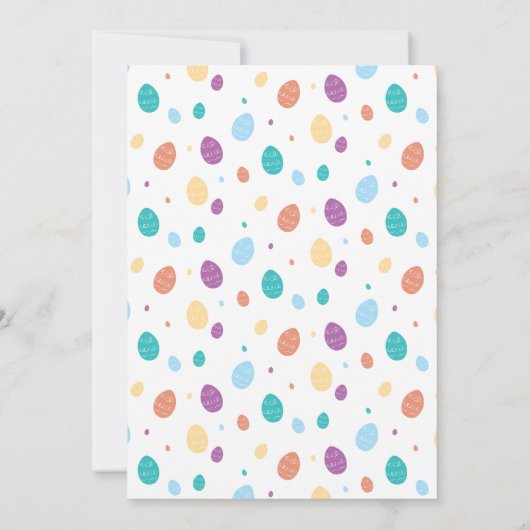 イースターエッグスお洒落ティール（緑がかった色）ファミリーフォトホリデー シーズンカード (裏面)