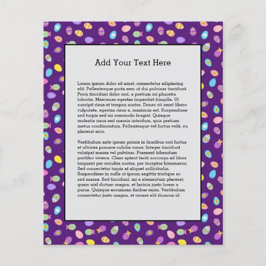 イースターエッグスタイル紫の背景絵柄 チラシ (正面)