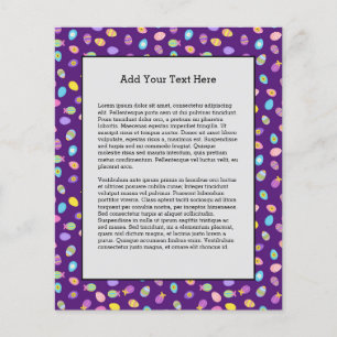 イースターエッグスタイル紫の背景絵柄 チラシ