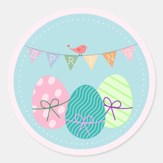 イースターエッグスプリングタイムラベンダー赤面ラージ ラウンドシール (正面)