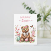 イースターエッグズウォーターカラーベアさくらんぼの花 ポストカード (スタンド正面)