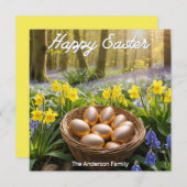 イースターエッグズウッドランド自然パーソナライズされた写真 シーズンカード (正面/裏面)