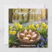 イースターエッグズウッドランド自然パーソナライズされた写真 シーズンカード (正面)