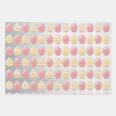 イースターエッグズバニーシルバーエレガントグリッターモダン ラッピングペーパーシート (正面3)