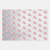 イースターエッグズバニーシルバーエレガントグリッターモダン ラッピングペーパーシート (正面2)