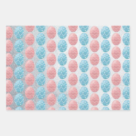 イースターエッグズバニーシルバーエレガントグリッターモダン ラッピングペーパーシート