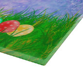 イースターエッグズバニーチックスとゴールデンレトリエバー犬 カッティングボード (角)