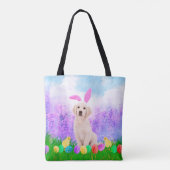 イースターエッグズバニーチックスとゴールデンレトリエバー犬 トートバッグ (裏面)