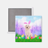 イースターエッグズバニーチックスとゴールデンレトリエバー犬 マグネット (正面/裏面)