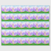 イースターエッグズバニーチックスとゴールデンレトリエバー犬 ラッピングペーパー (フラット)