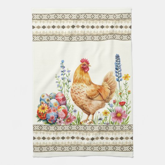 イースターエッグチキンヘンキッチンタオル キッチンタオル (縦)