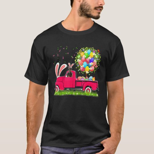 イースターエッグツリー うさぎ ドーベルマン Tシャツ (正面)