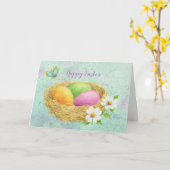 イースターエッグネストキリスト教グリーティングカード カード (黄色い花)