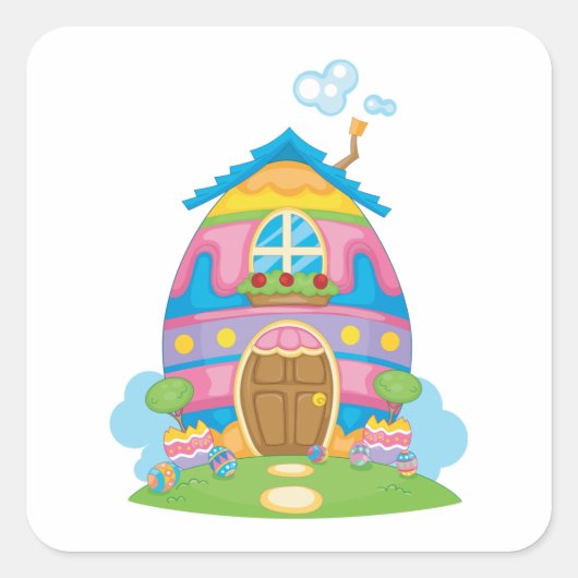 イースターエッグハウススクエアステッカー スクエアシール (正面)