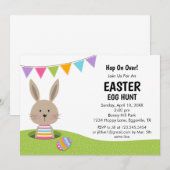 イースターエッグハントとウサギとの卵のバスケットのご招待 招待状 (正面/裏面)