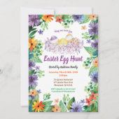 イースターエッグハントのご招待。紫の花 招待状 (正面)