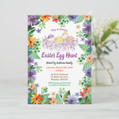 イースターエッグハントのご招待。紫の花 招待状 (スタンド正面)