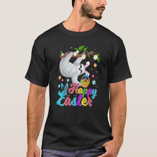 イースターエッグハントのウサギ耳のスロース Tシャツ (正面)