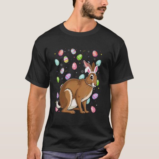 イースターエッグハントウサギ耳イースターバニー Tシャツ (正面)
