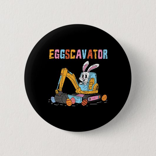 イースターエッグハント建設トラック Eggscavator To 缶バッジ (正面)