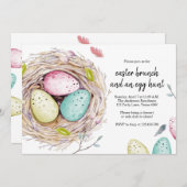 イースターエッグハント招待ランチ 春の祝祭 招待状 (正面/裏面)