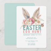 イースターエッグハント招待状 ウサギの耳 | 招待状 (正面/裏面)