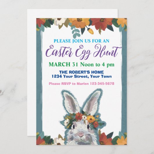 イースターエッグハント招待状 招待状 (正面/裏面)