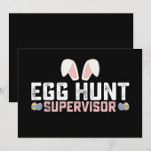 イースターエッグハント監督者 面白いイースターバニー 兎 招待状 (正面/裏面)