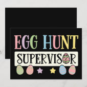 イースターエッグハント監督者 面白い家族イースター 招待状 (正面/裏面)