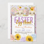 イースターエッグハント誕生日 招待状 (正面/裏面)