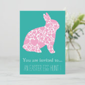 イースターエッグハント イースターパーティー ガーリー ピンクうさぎ 招待状 (スタンド正面)