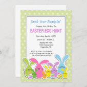 イースターエッグハント&ウサギたちとのお誘い 招待状 (正面/裏面)