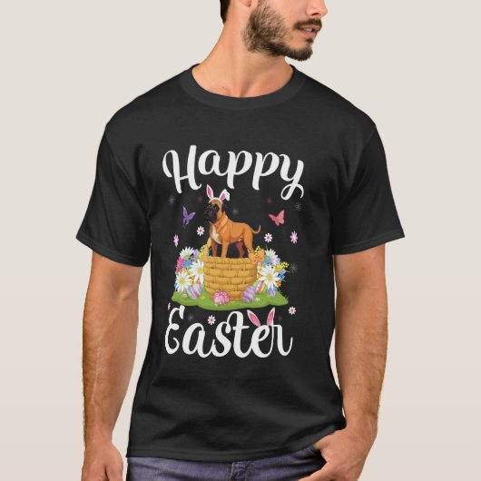 イースターエッグハント ウサギの耳 マスティフ 犬 イースター Tシャツ (正面)