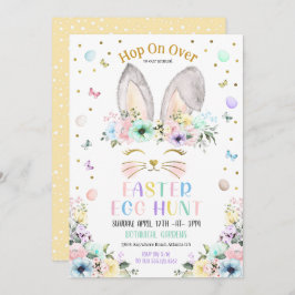 イースターエッグハント パステルレインボー ウサギの耳 招待状