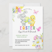 イースターエッグハント＆ブランチ かわいいウサギ＆ひよこ 招待状 (正面)