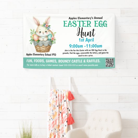 イースターエッグハント 学校または教会の資金調達イベント 横断幕 (インサイチュ)