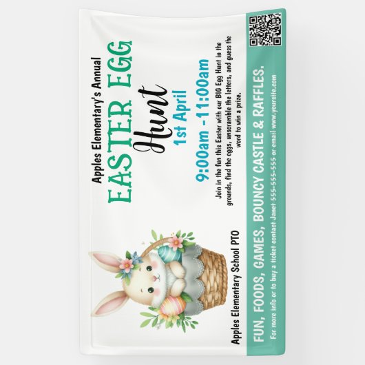 イースターエッグハント 学校または教会の資金調達イベント 横断幕 (縦)
