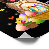 イースターエッグバスケットと可愛いバニーパグドッグ幸せE ポスター (角)