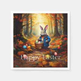 イースターエッグバスケットのナプキンとペーターイースターバニー スタンダードカクテルナプキン