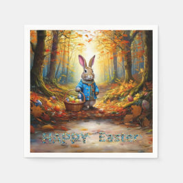 イースターエッグバスケットを持つイースターバニーのピーター スタンダードカクテルナプキン