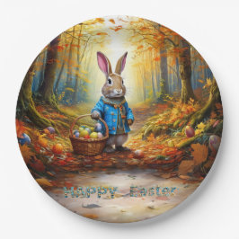 イースターエッグバスケットを持つイースターバニーのピーター ペーパープレート