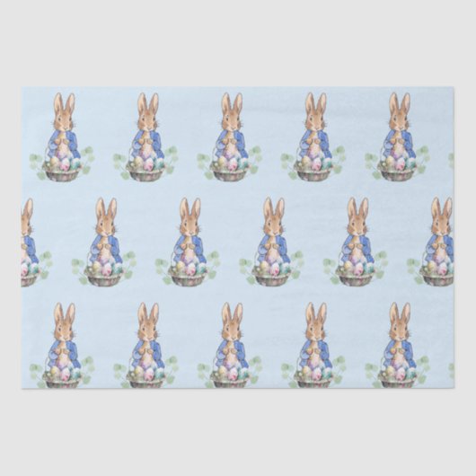 イースターエッグバスケットを持つウサギのピーター 薄葉紙 (正面)