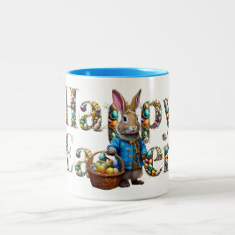 イースターエッグバスケット付きピーターハッピーイースター ツートーンマグカップ