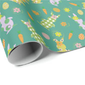 イースターエッグバニーとニンジンのパターン ラッピングペーパー (ロールコーナー)