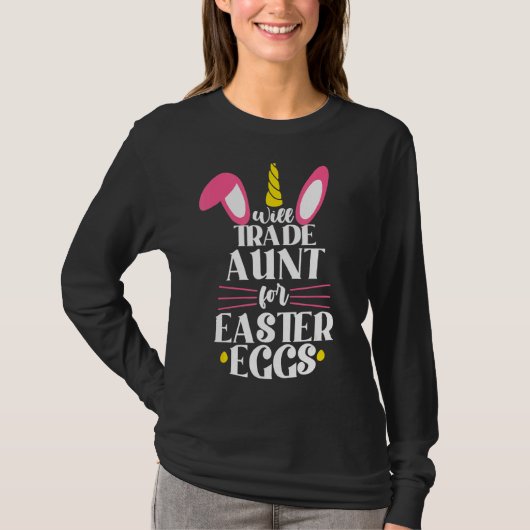 イースターエッグバニーの叔母を交換ハッピーイースター Tシャツ (正面)