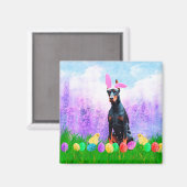 イースターエッグバニーチックス付きドバーマンドッグ マグネット (正面/裏面)