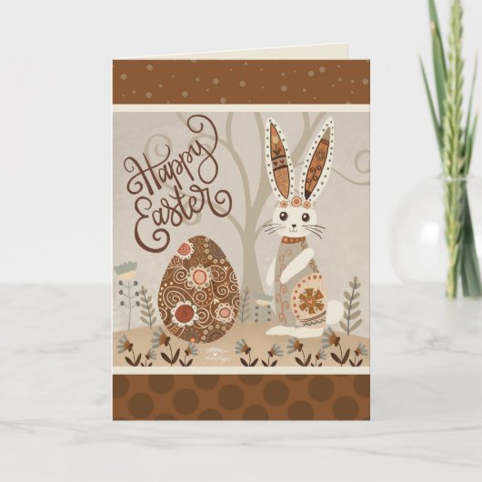 イースターエッグバニーフォークかわいいインスピレーション カード (正面)