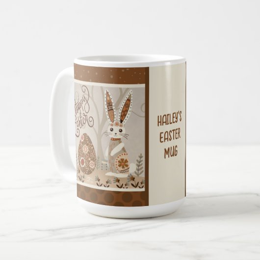 イースターエッグバニーフォークかわいい名前のインスピレーション コーヒーマグカップ (正面左)